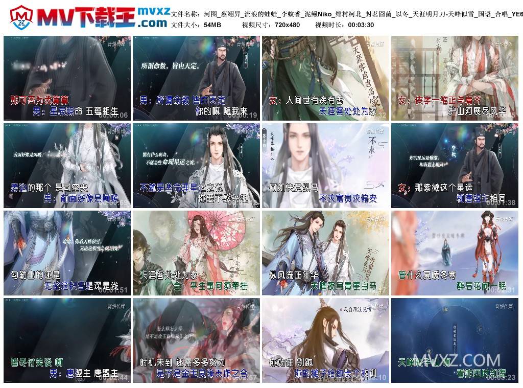 河图_蔡翊昇_流浪的蛙蛙_李蚊香_泥鳅Niko_绯村柯北_封茗囧菌_以冬_天涯明月刀-天峰似雪_国语_合唱_YE600537